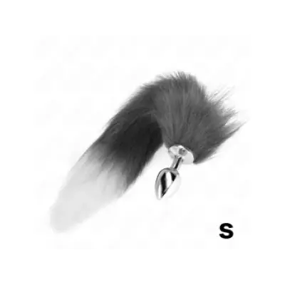 Kink Anal Plug Size S 7 X 3 Cm With Synthetic Tail 40 Cm Grey And White