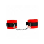 Kink Beginner Fur Hand Cuffs Black-Red 30 X 7 Cm