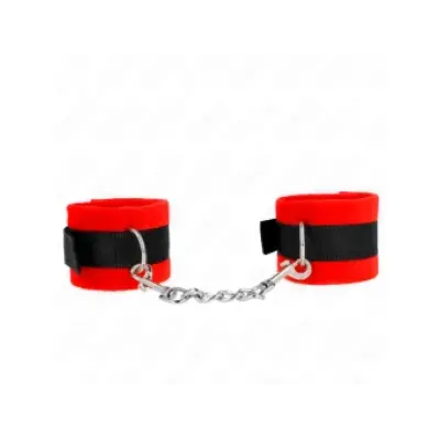 Kink Beginner Fur Hand Cuffs Black-Red 30 X 7 Cm