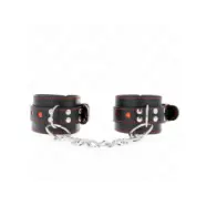 Kink Black Wrist Restraints With Red Heart Inlay Adjustable 21-28 Cm X 5.5 Cm