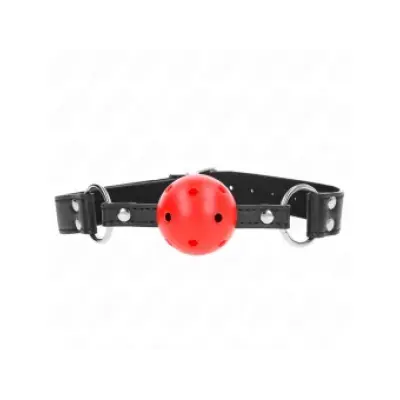 Kink Breathable Ball 4 Cm Gag With Double Rivet Leather 62.5 X 2.5 Cm Adjustable 42-58 Cm