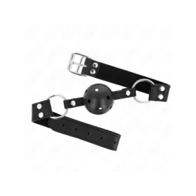 Kink Breathable Ball 4 Cm Gag With Double Rivet Model 1 Black 62.5 X 2.5 Cm Adjustable 42-58 Cm