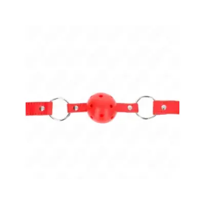 Kink Breathable Ball 4 Cm Gag With Double Rivet Model 1 Red 62.5 X 2.5 Cm Adjustable 42-58 Cm