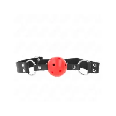 Kink Breathable Ball 4 Cm Gag With Double Rivet Red 62.5 X 2.5 Cm Adjustable 42-58 Cm