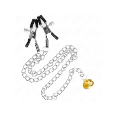 Kink Chain Nipple Clamps With Horn Pendant 30 Cm