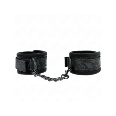 Kink Dark Lace Covered Wrist Cuffs Neoprene Adjustable Black 20-29 Cm X 5 Cm