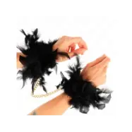 Kink Feather Hand Cuffs With Gold Chain Model 1
