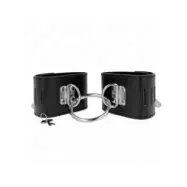 Kink Fixed Wrist Restraints With Ring And Padlock Closure Black Adjustable 16-23 Cm X 5.5 Cm