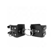 Kink Fixed Wrist Restraints With Ring And Studs Adjustable Black 17-22 Cm X 6.5 Cm