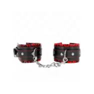 Kink Fur Lined Wrist Restraints Red / Black Adjustable 17-29 Cm X 6 Cm