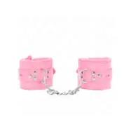 Kink Fur Lined Wrist Restraints With Square Holes Pink And Pink Belt Adjustable 17-29 Cm X 6 Cm