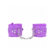 Kink Fur Lined Wrist Restraints With Square Holes Purple And Purple Belt Adjustable 17-29 Cm X 6 Cm