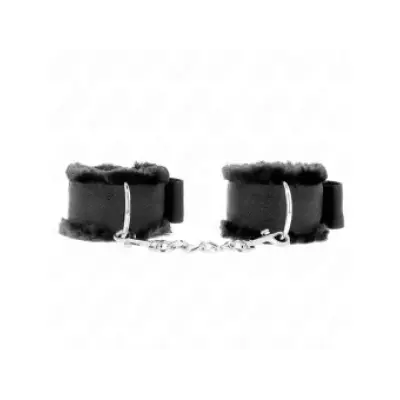 Kink Furry Lined Wrist Restraints Black Adjustable 17-31 Cm X 7 Cm