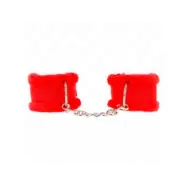 Kink Furry Lined Wrist Restraints Red Adjustable 17-31 Cm X 7 Cm