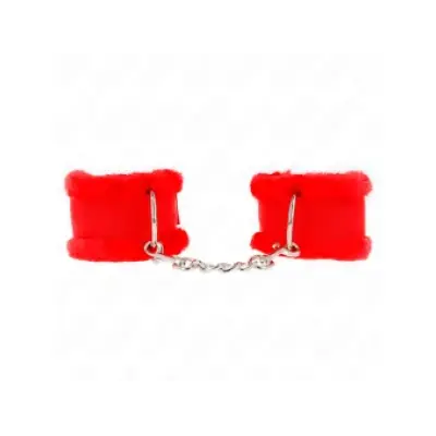 Kink Furry Lined Wrist Restraints Red Adjustable 17-31 Cm X 7 Cm