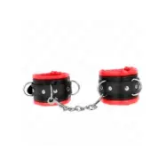 Kink Heavy Wrist Restraints With Red Fur Lined Adjustable 20-30 Cm X 6 Cm