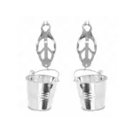 Kink Japanese Clover Nipple Clamps With Buckets Silver