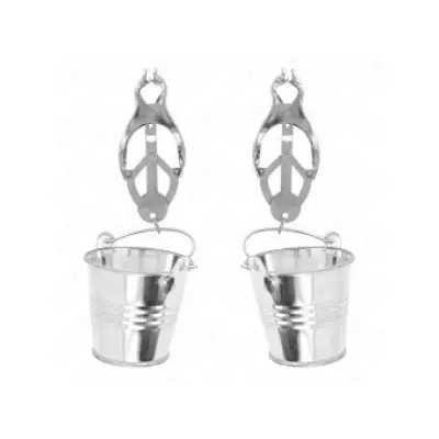 Kink Japanese Clover Nipple Clamps With Buckets Silver