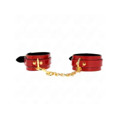 Kink Joanna Angel Wrist Cuffs Red Adjustable With Gold Chain 16.5-26 Cm X 4 Cm