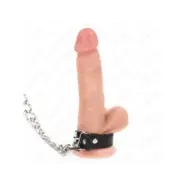 Kink Leather Penis Ring With Strap 21.5 X 2 Cm And Metal Chain 60 Cm