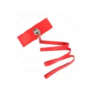 Kink Necklace With Leash 116 Cm With Silver Studs Model 4 Red Adjustable 40-48 Cm X 6 Cm