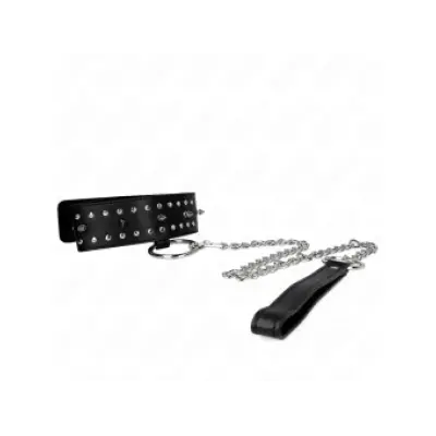 Kink Necklace With Leash 65 Cm With Silver Studs Model 1 Adjustable 36-43 Cm X 5 Cm