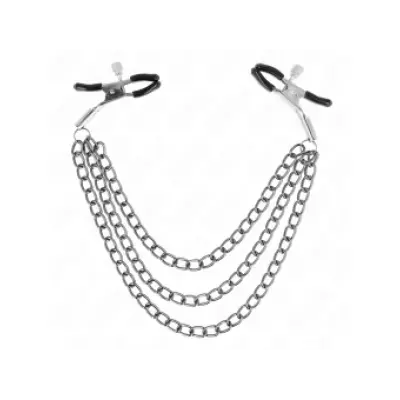 Kink Nipple Clamps With 3 Chains Black 20/23/28 Cm