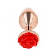 Kink Pink Gold Anal Plug With Red Rose L