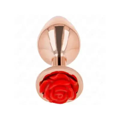 Kink Pink Gold Anal Plug With Red Rose S