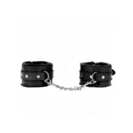 Kink Premium Fur Lined Wrist Restraints Black With Black Belt Adjustable 17-29 Cm X 6 Cm