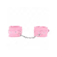 Kink Premium Fur Lined Wrist Restraints Pink With Pink Belt Adjustable 17-29 Cm X 6 Cm