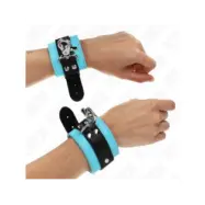 Kink Premium Lockable Wrist Restraints Black / Blue Adjustable 21-28 Cm X 5.5 Cm