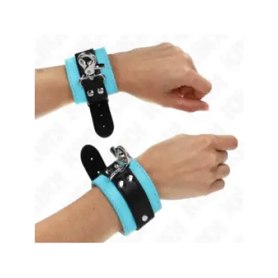 Kink Premium Lockable Wrist Restraints Black / Blue Adjustable 21-28 Cm X 5.5 Cm