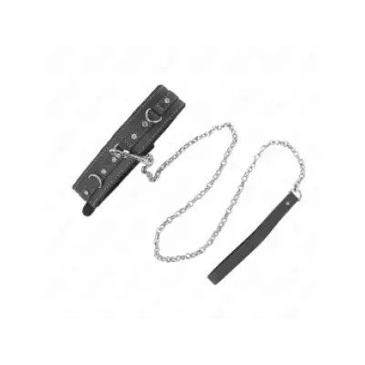 Kink Pvc Leather Necklace With Belt 105 Cm Rhinestone Rivet 41.5 X 4 Cm