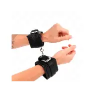 Kink Rhinestone Buckle Wrist Restraints Black Adjustable 25-32 Cm X 5.5 Cm