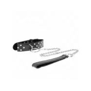 Kink Ring Rivet Strap Necklace With Belt 65 Cm Black Adjustable 36-50 Cm X 3.8 Cm