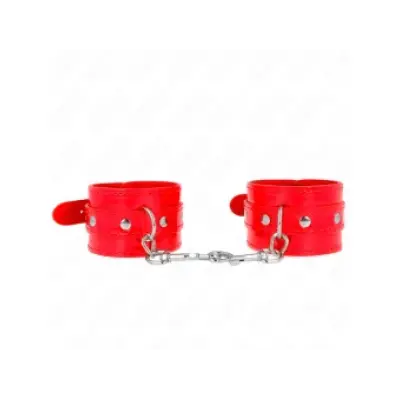 Kink Shiny Hand Cuffs Red Adjustable 23-33 Cm