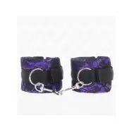 Kink Short Velvet Lace Wrist Restraints And Nylon Bind Purple / Black 23 X 6.5 Cm