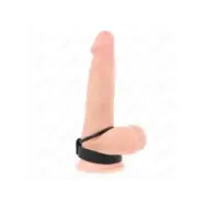 Kink Silicone Penis Ring 3.8 Cm With Ball Divider And Leather Strap 22 X 1.5 Cm