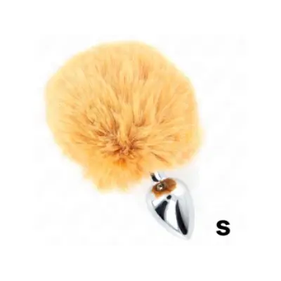 Kink Stainless Steel Plug 7 X 3 Cm With Beige Faux Fur Rabbit Tail 8 Cm