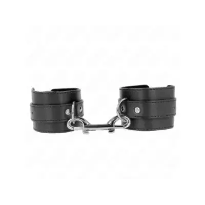 Kink Wrist Restraints-Single Rivet Row And Big Buckle Black Adjustable 17-28 Cm X 5 Cm