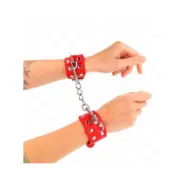 Kink Wristbands With Double Line Of Adjustable Studs Red