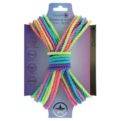 Ouch! Bondage Rope 10 m - Multicolor Bright