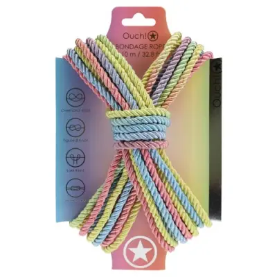 Ouch! Bondage Rope 10 m - Multicolor Pastel