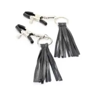 Öhmama Fetish Nipple Covers - Bröstklämmor med lädertofsar - Svart