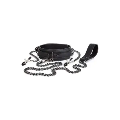 Dark Desire Collar With Nipple Clamps& Leash
