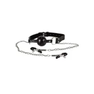 Diabolique Black Gag With Nipple Clamps