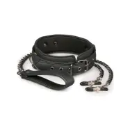 Easytoys Leather Collar With Nipple Chains