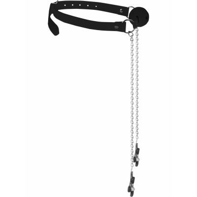 Ouch!: Breathable Ball Gag With Nipple Clamps