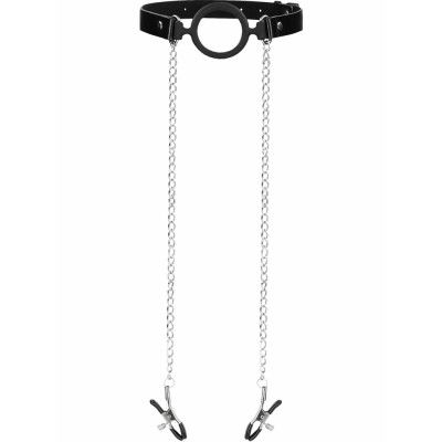 Ouch!: O-Ring Gag with Nipple Clamps
